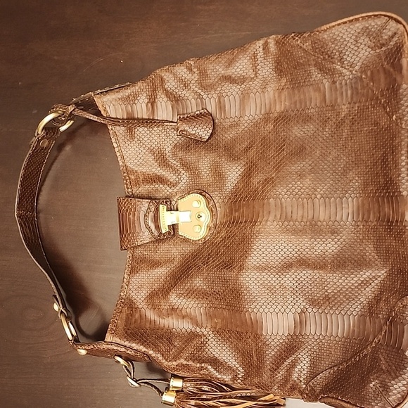 Talbot's Croc Embossed Brown Leather Bag Vintage NWOT - Picture 1 of 14